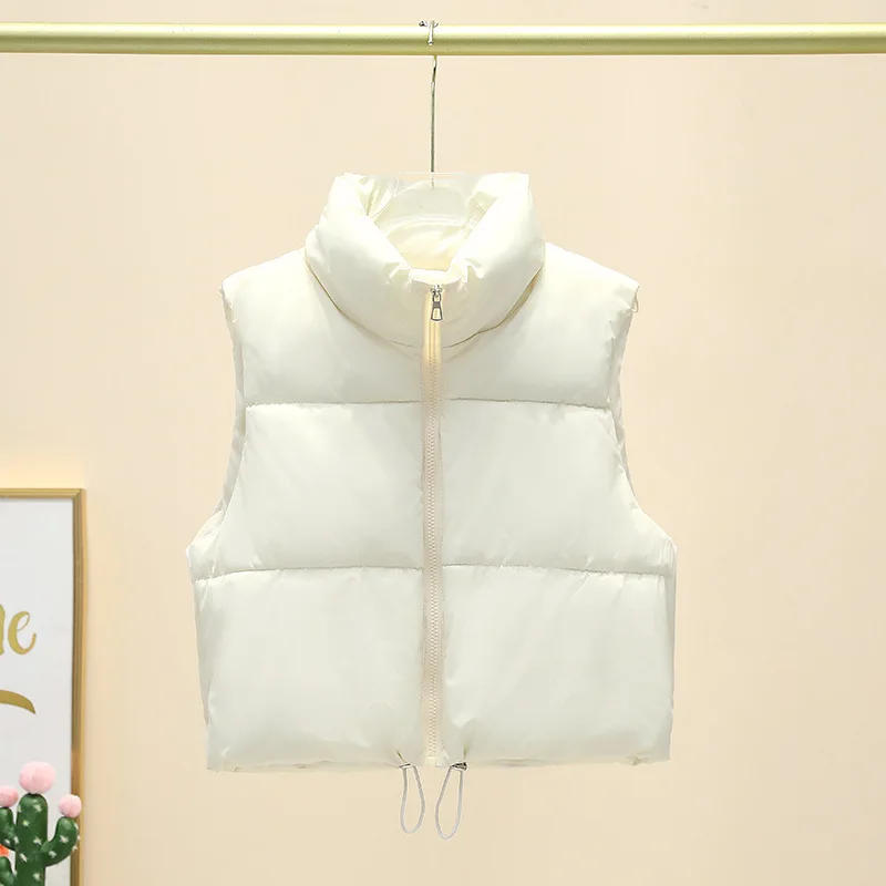 Description Picture 5 of itemWinter Short Down Sleeveless Vest Women Warm Stand Collar Zipper Jacket Casual Fashion Quilted Cropped Coats Street Outerwears