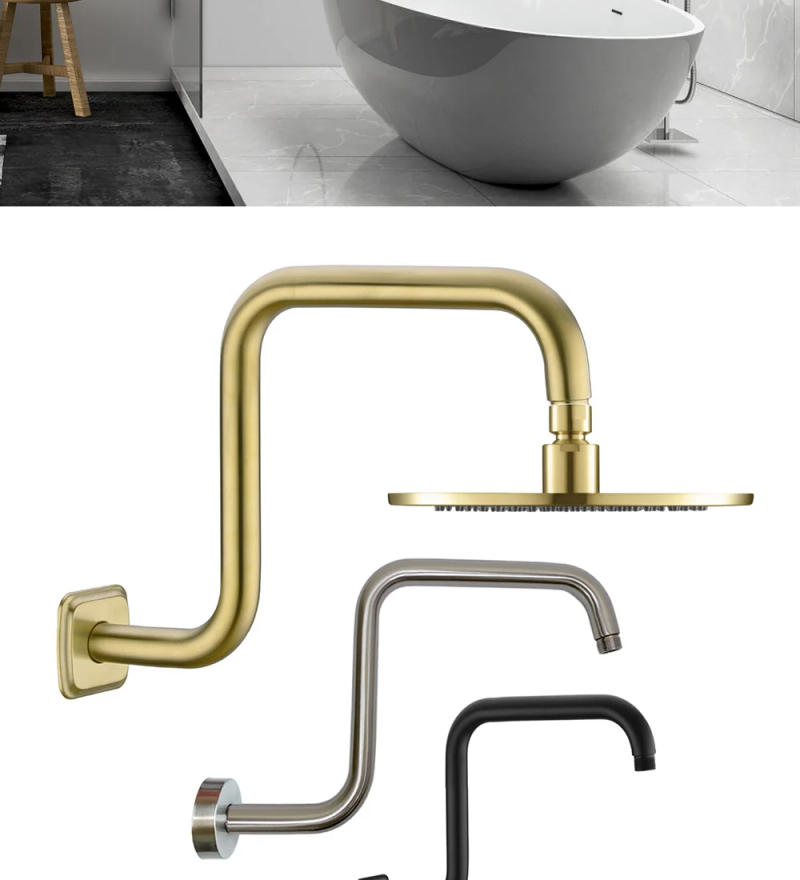 Description Picture 3 of itemBathroom Shower Arm Elbow Accessories Wall Mounted Rainfall Head Bracket Pipe Bath Tube Replacement 304 Stainless Steel Flange