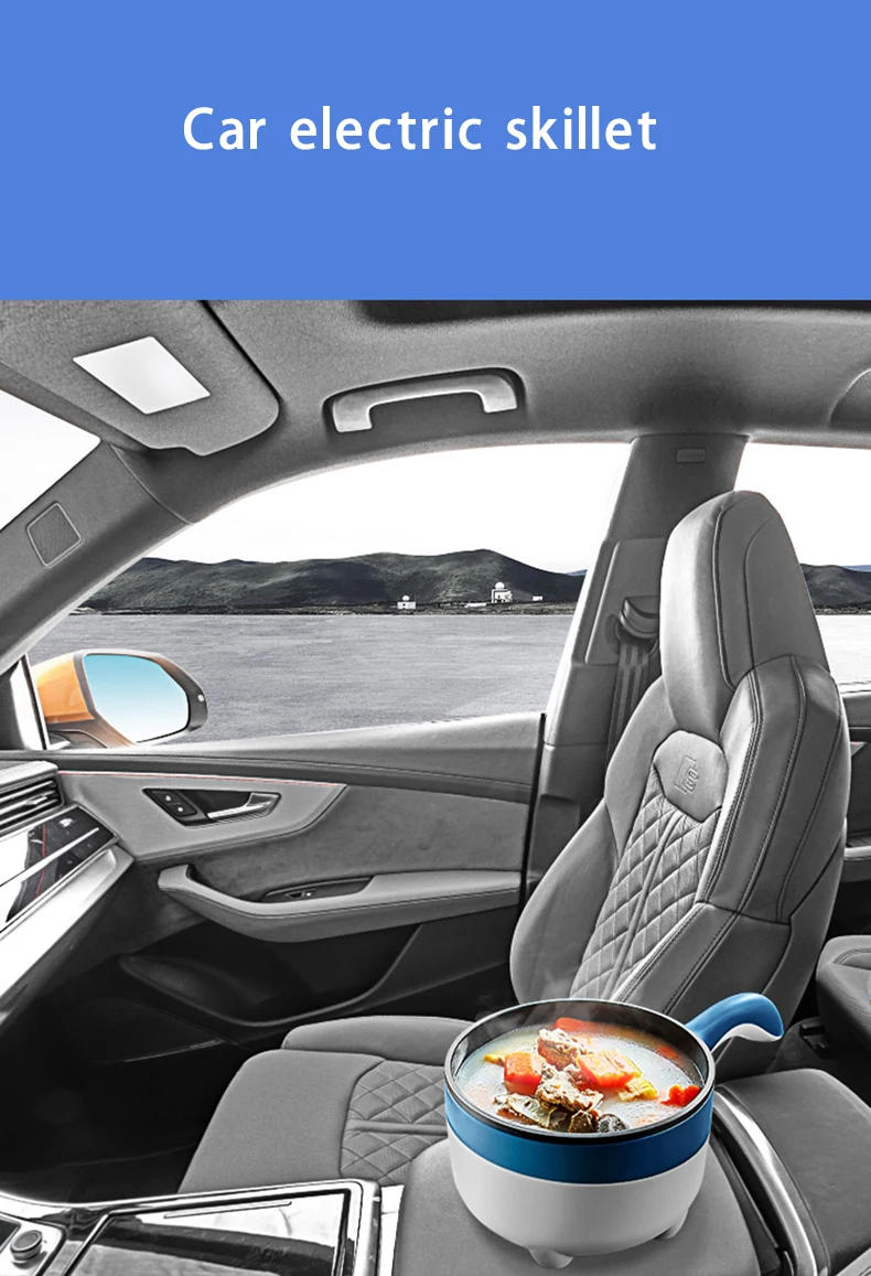 Description Picture 3 of itemMini 2L 12/24V Car Truck Non-stick Multifunction Electric Cooking Skillet with Streamer for Soup Fry Stew Cook Hot Pot 180W