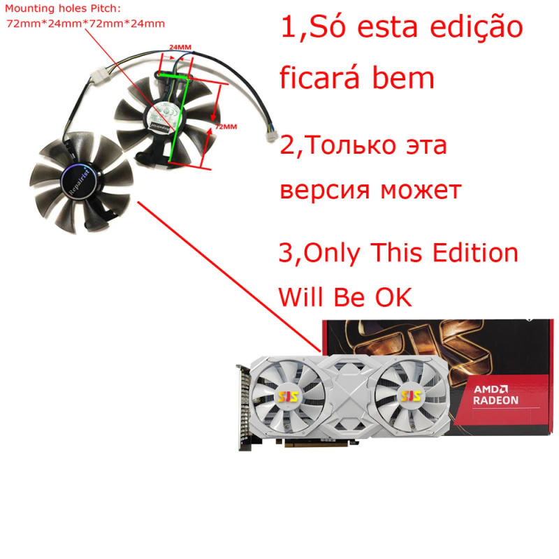 Description Picture 5 of item2Pcs/Set,Video Cards Fan,FL801512VB,GPU Cooler,For SJS AMD RX580 RX 580 8GB 2048SP Gaming White Edition,Graphics Card Cooling