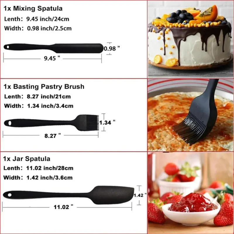 Description Picture 6 of item6 Pcs/Set Silicone Spatula Set Food Grade Non Stick Heat Resistant Spatulas Turner for Cooking Baking Mixing Baking Tools