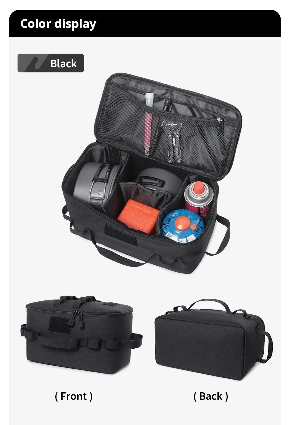 Description Picture 4 of itemOutdoor Large Capacity Camping Gas Tank Storage Bag Ground Nail Tool Bag Gas Canister Picnic Cookware Utensils Kit Bag