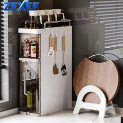 ZEXEF Pull-Out Kitchen Storage Rack Kitchen Spice Shelves  Narrow Countertop Spice Multi Functional Household Storage Rack