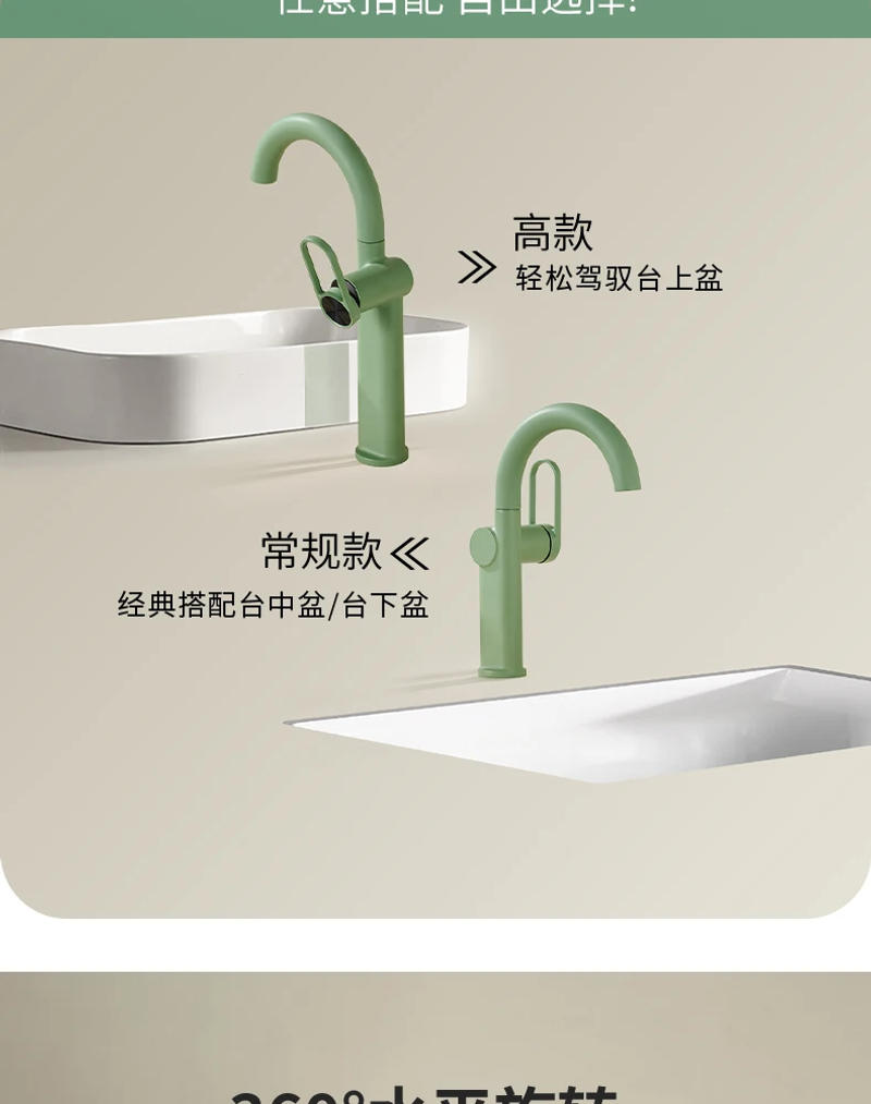 Description Picture 6 of itemsingle handle bathroom green Faucet hot and cold Basin Faucet Hot and Cold bathroom Mixer, Mop Taps,deck Mounted(low version)