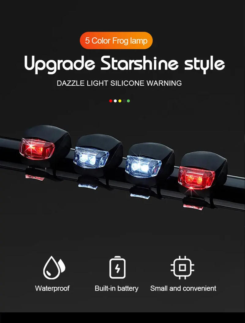 Description Picture 2 of itemSilicone LED Bike Lights Waterproof Bicycle Head Front Light Cycling Wheel Flash Rear Lamp Night Warning Taillight