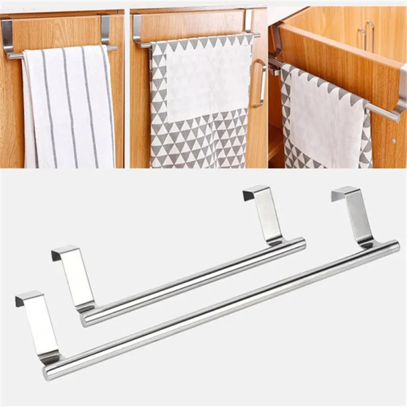Description Picture 3 of itemStainless Steel Towel Holder Kitchen Cabinet Door Hanging Rack Storage Bathroom Shelf Home Organizer Bathroom Accessories