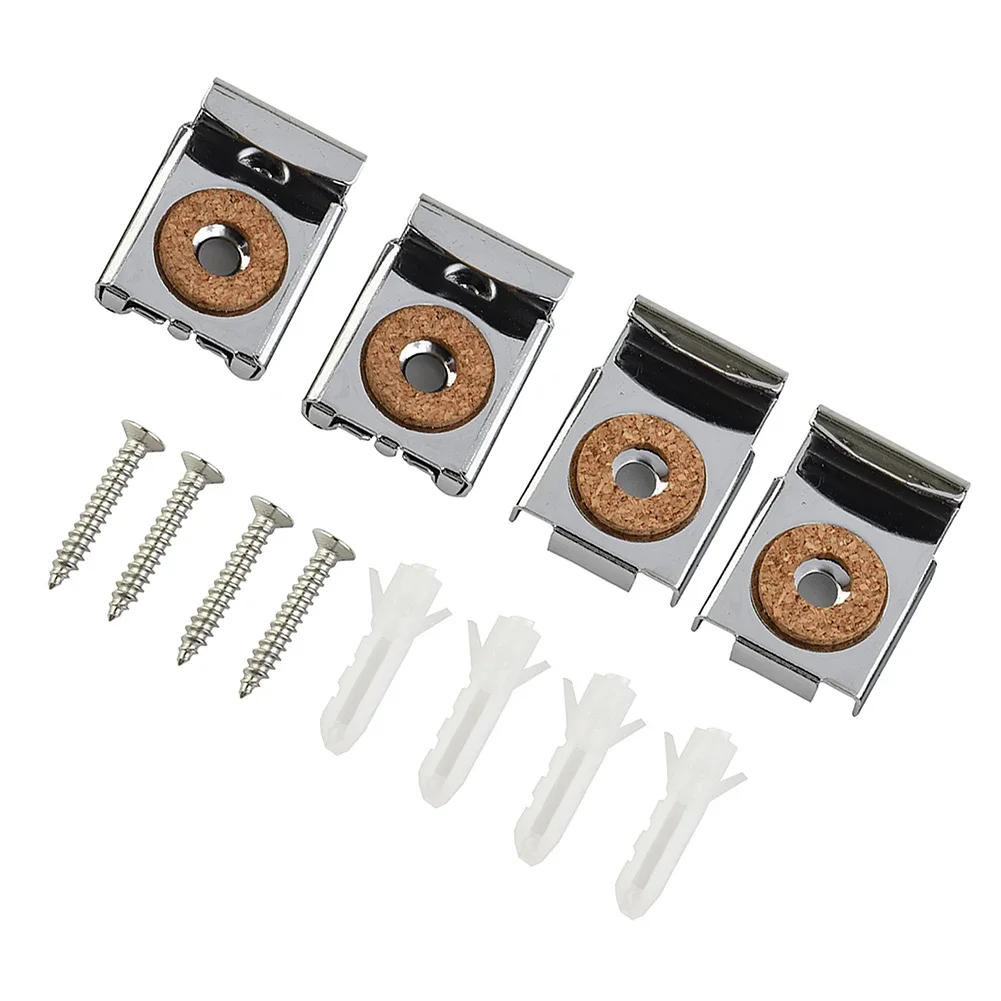 Description Picture 5 of item4pcs Bathroom Mirror Glass Wall Hanging Fixing Kit Frameless Clips Mounting Hanger Clamp Chrome Wall Brackets Clamps