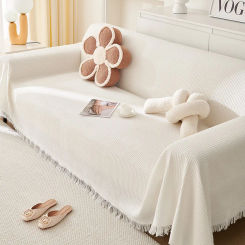 Woven Cotton Sofa Cover Blanket White Grey Sofa Towel for Living Room Furniture Decor Tapestry Couch Cover
