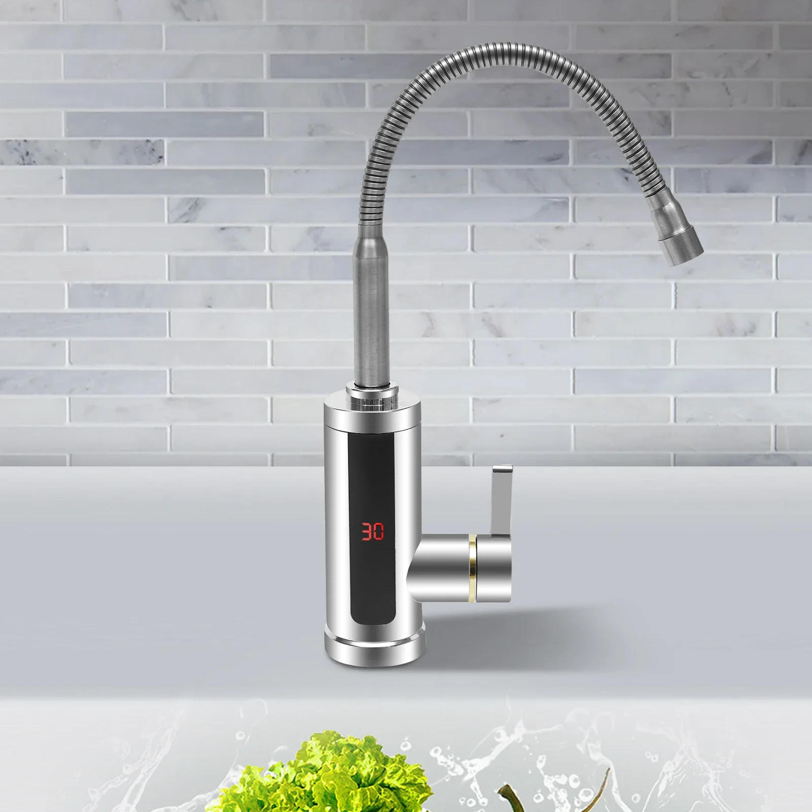 Description Picture 2 of item3000W 220V Electric Kitchen Flow Water Heater Tap Instant Hot Water Faucet Heater Cold Heating Tankless Water Heater with LED