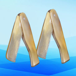 2 Pcs Foldable Hair Comb Portable Pocket Ox Horn Anti-static Health Massage Travel Accessories