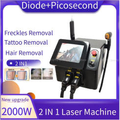 Picosecond Laser 2 in 1 808 Diode Laser Hair Removal Machine nd yag Tattoo Removal remove freckles Carbon peeling Device