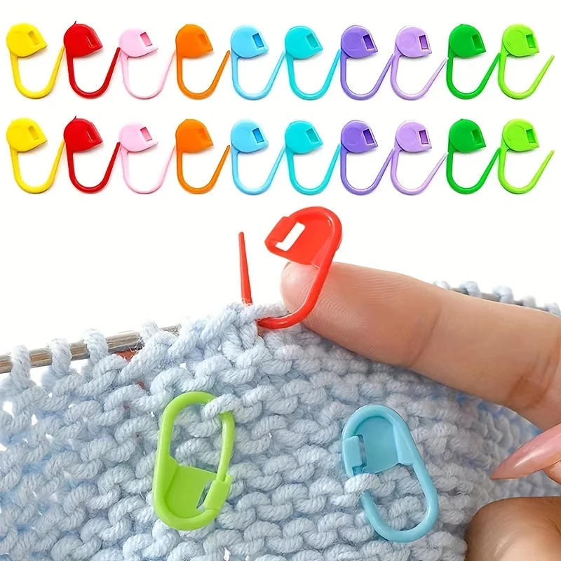 Description Picture 4 of item500/50pcs Mini Knitting Crochet Clips Pins Locking Stitch Markers Multicolor Plastic Sweater Needle Clip DIY Craft Sewing Tools