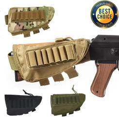 Tactical Rifle Shotgun Buttstock Cheek Rest Rifle Stock Ammo Shell Nylon Magazine Molle Pouch Holder Gun Accessories for Hunting