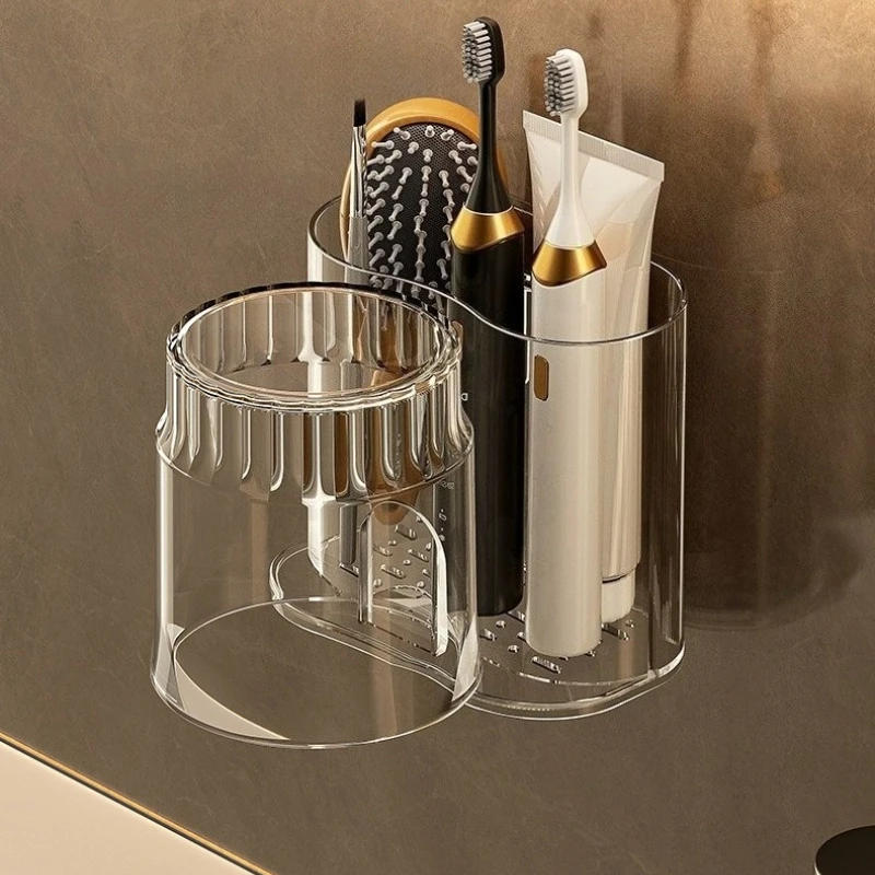 Description Picture 6 of itemWall-Mounted Toothbrush Holder with Mouthwash Cup, Toothbrush Cup Bathroom Organizer Box