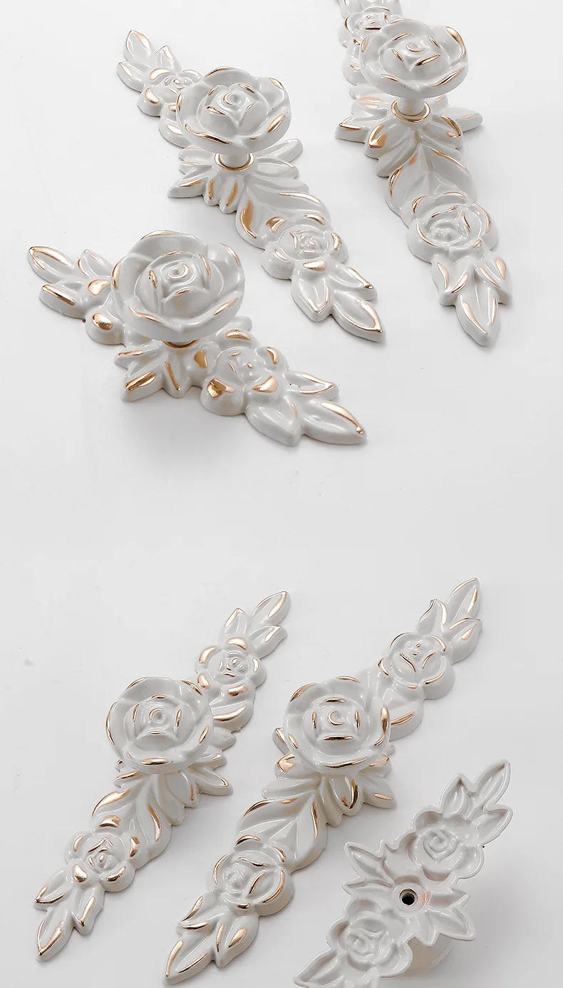 Description Picture 5 of itemRetro Cabinet Door Single Hole Handle Pattern Rose Light Luxury Shoe Cabinet Drawer Wardrobe Door Minimalist Handle