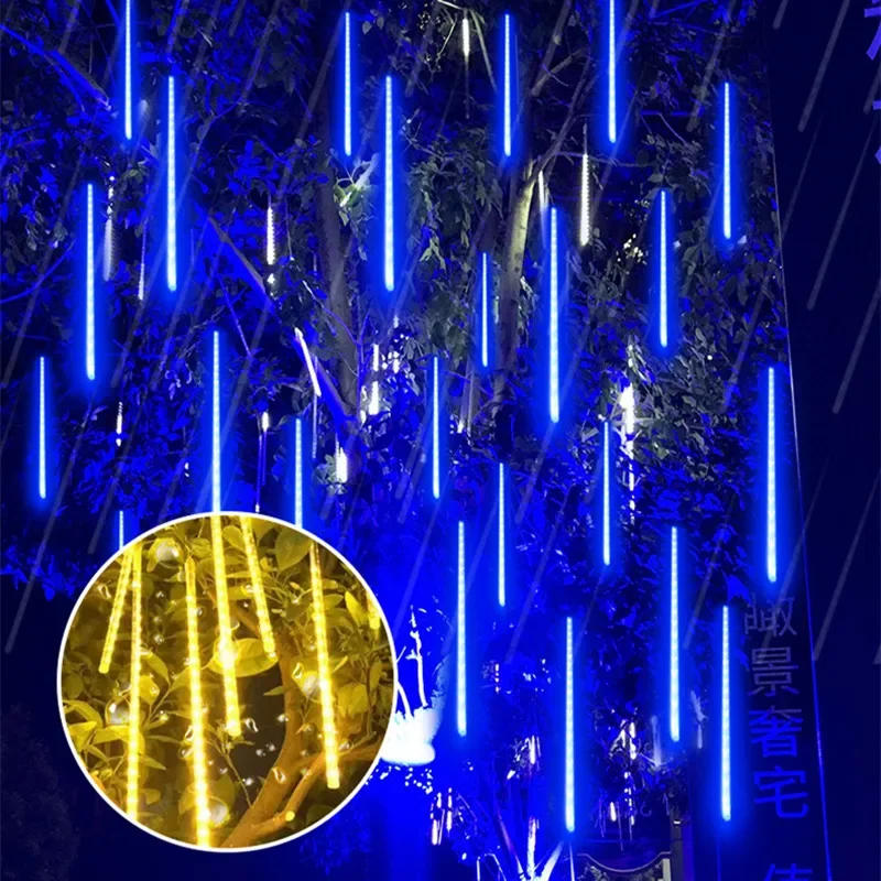 Description Picture 4 of item30/50cm 32/24 Tubes Meteor Shower LED String Lights Christmas Tree Decorations Street Garland for Decor Noel New Year Navidad
