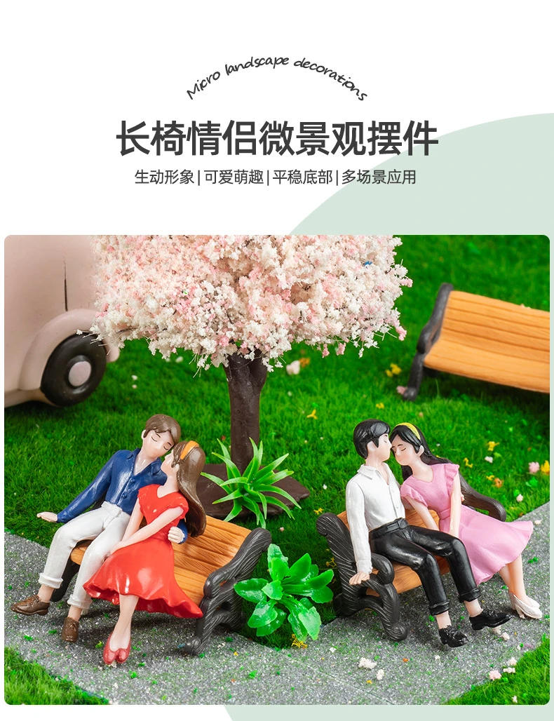 Description Picture 2 of item2pcs Miniature Fairy Garden Accessories Cute Kawaii Lovers Ornament Statue Figurines Home Garden Landscape Dollhouse Decoration