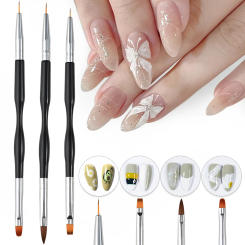 3/5/8/9Pcs Acrylic French Stripe Nail Art Liner Brush Kits 3D Tips Ultra-thin Line Drawing Pen UV Gel Brushes Painting Tools