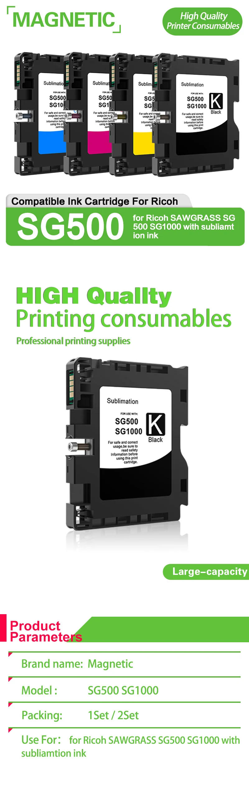 Description Picture 2 of itemNEW For SAWGRASS SG500 SG1000 Compatible ink cartridge with chip for Ricoh SAWGRASS SG500 SG1000 with subliamtion ink