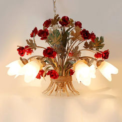 Newly Floral Decora Chandelier Romantic Dining Living Room D50cm Candle Pendant Lamp Girls Bedroom Decor Home Hanging Lighting