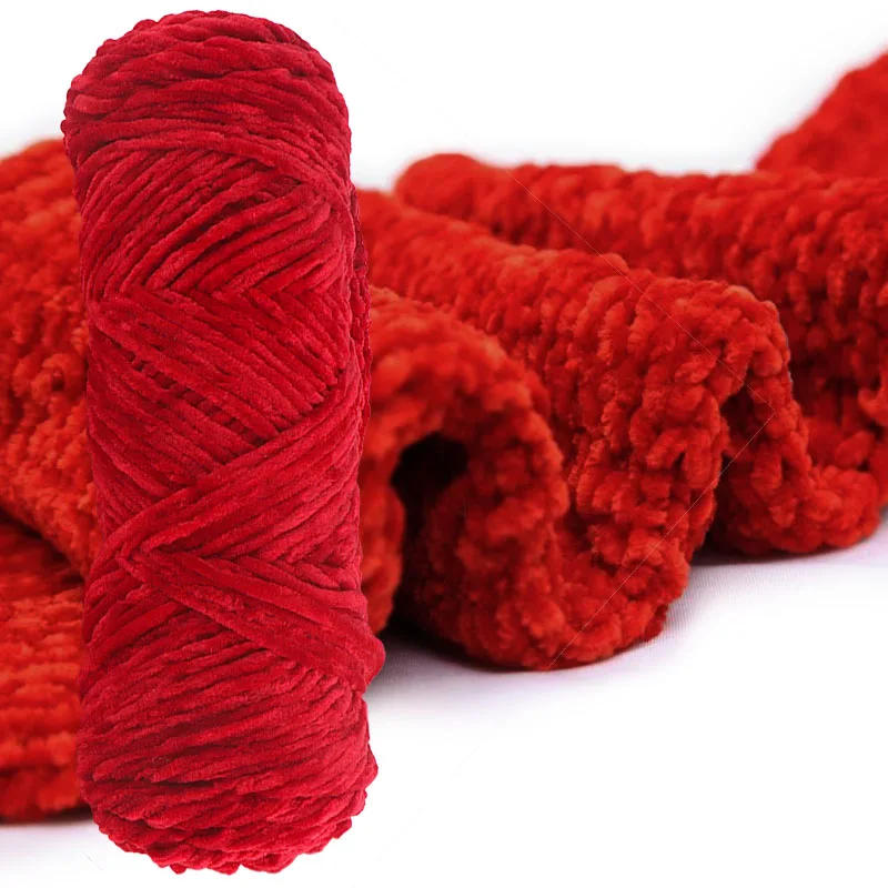 Description Picture 6 of item100g/Roll Velvet Yarn Polyester Blended Cotton Chenille Crochet Knitting Yarn Soft Yarn Thread Thick Scarf DIY Hand-Knitted
