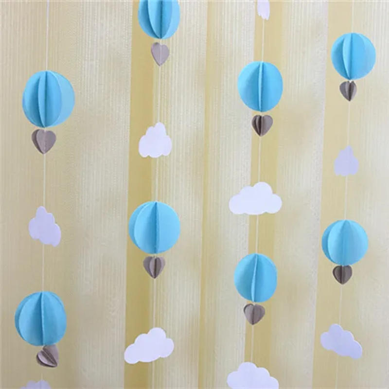 Description Picture 6 of item3D Clouds Love Hot Air Balloon Paper String Garland Banner Wall Background Hanging for Birthday Baby Shower Wedding Party Decor