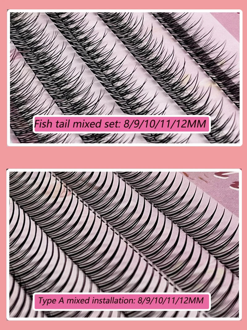 Description Picture 2 of item120 Clusters Fishtail Eyelashes Natural Grafted Eyelashes Professional Eyelash Extension Makeup A-Type Eyelashes Fairy Eyelashes