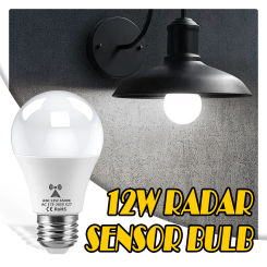 E27 12W Radar Motion Induction Lamp Built-in Radar/Light Sensors For Home Stairs Microwave Radar Detection LED Light Bulb 220V