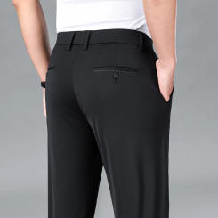 2024 NEW Business Trousers Men's Summer Thin Business Wear Simple Fashion Elastic Loose Straight Casual Trousers