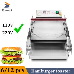 6/12 Pcs Hamburger Machine Commercial Electric Burger Maker Bread Grill Double Layer Panini Bun Toaster Heater With Timer