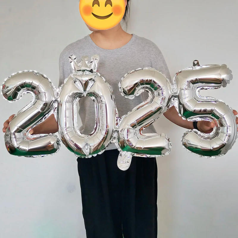 Description Picture 4 of item1set Linking Gold Silver 2025 Balloons Aluminum Foil Balloons For New Year Festival Party Anniversary Party Wedding Party Decora