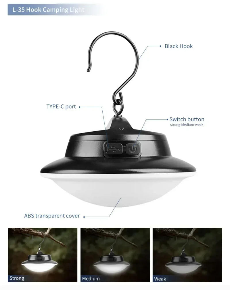 Description Picture 5 of itemSolar Outdoor Portable Carrying Lamp With Hook Camping Picnic Light Support Type-C Charging Waterproof Field Emergency Lights