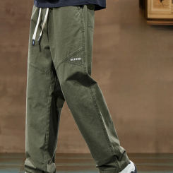 Men's Pants Spring and Autumn Cotton Casual Pants Men's Overalls Summer Thin Loose Straight Wide Leg