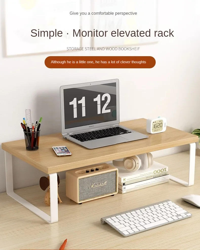 Description Picture 3 of item30/40/50cm Monitor Raised Shelf Office Laptop Bracket Desktop Computer  Stand Desktop Rack Home Storage Holders Organizer