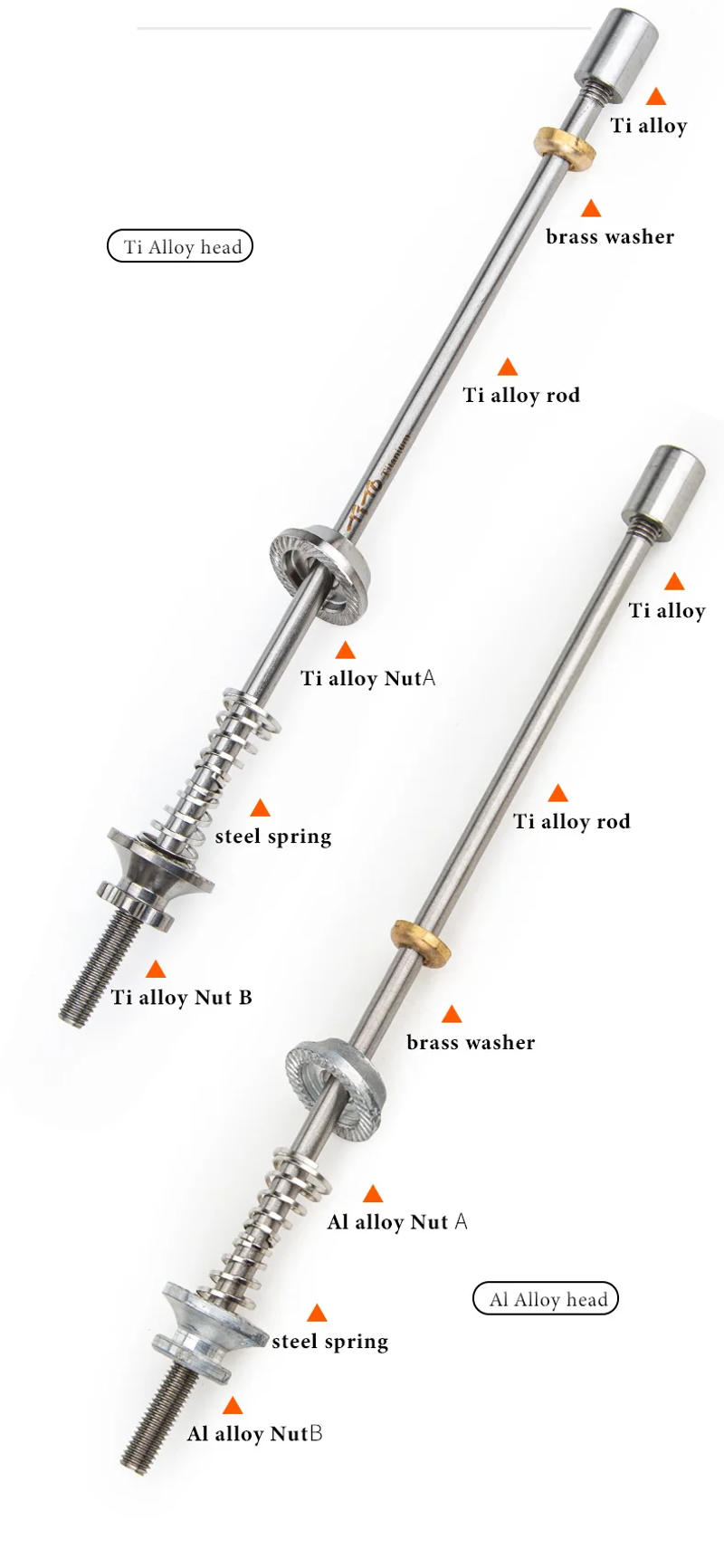 Description Picture 6 of itemTiTo 1 Pair Quick Release Titanium Ti Skewers Road Bike MTB Wheels Hub Mountain Bicycle Lightest