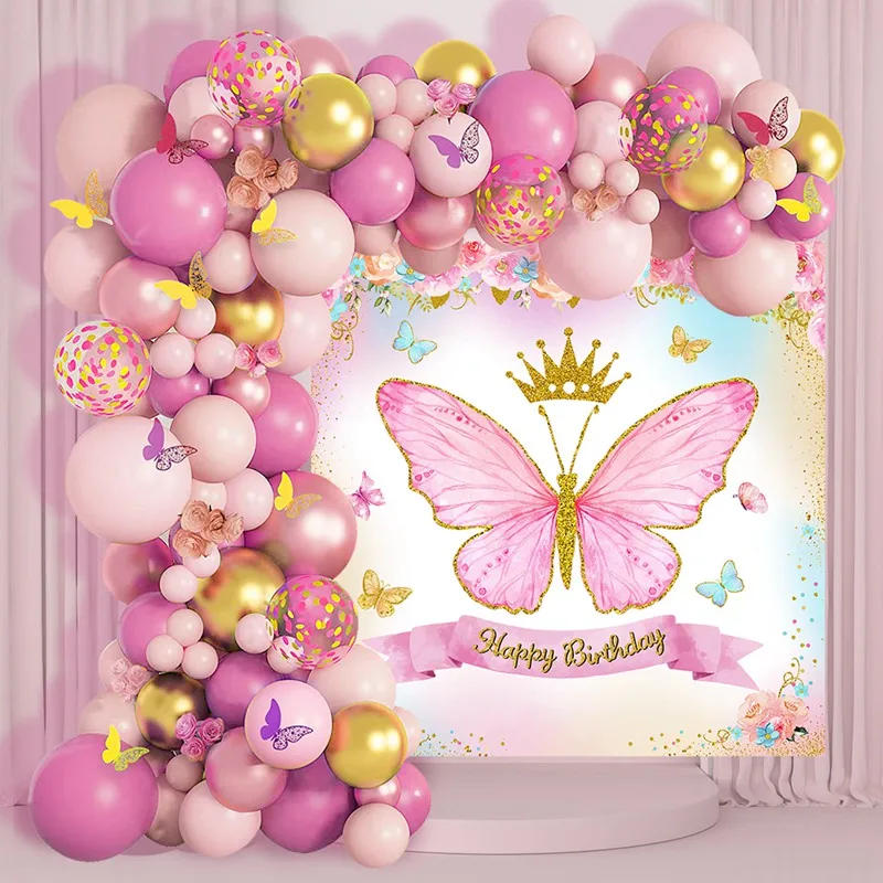 Description Picture 3 of itemButterfly Balloon Garland Backdrop Set Butterfly Birthday Party Decoration Kids Wedding Birthday Girl Baby Shower Girl