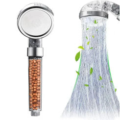 Filtered Shower Head Anti LimestoneABS High-Pressure Water Saving Handheld Clear Showerheads with Filter Beads for Bathroom