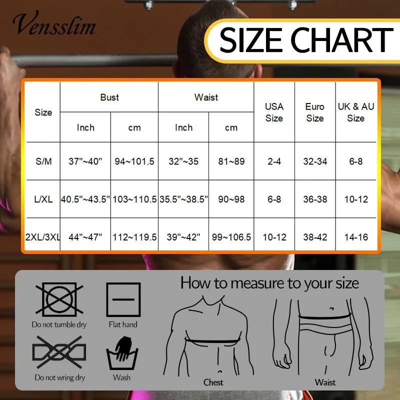 Description Picture 3 of itemVensslim Sweat Sauna Vest Mens Body Shaper Fat Burning Shirt Slimming Compression Trimmer Weight Loss Waist Trainer Tank Tops