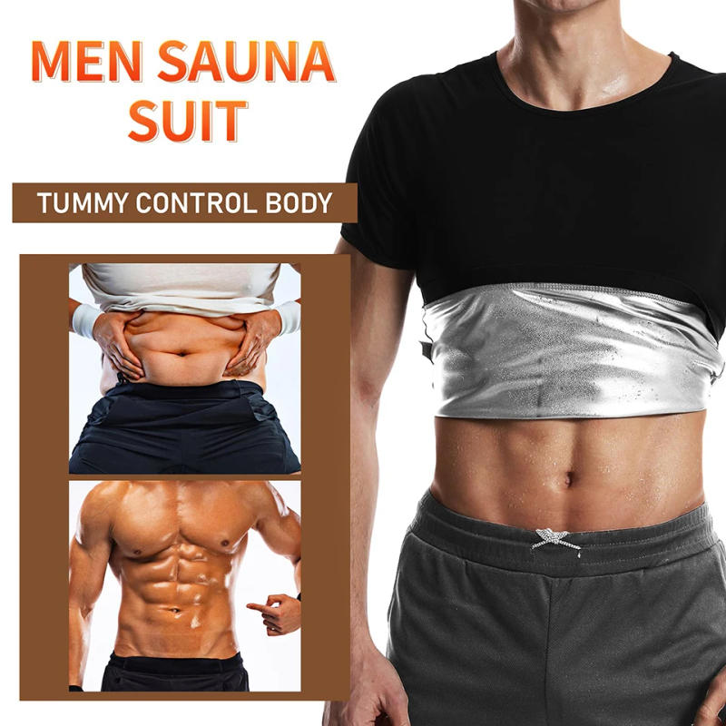 Description Picture 6 of itemMen Sauna Sweat Vest Heat Trapping Compression Shirts Gym Thermo Suit Workout Slimming Body Shaper for Weight Loss Fat Burner