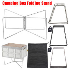 Camping Folding Cooler Box Stand Aluminum Alloy Cooler Box Stand with Storage Bag Outdoor Ice Box Container Shelf for Travel BBQ