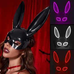 Lovely LED Half Face Bunny Mask Glowing Neon Ball Long Ear Mask Party Supplies Light Mask In The Dark Costume Lumionus Mask Deco