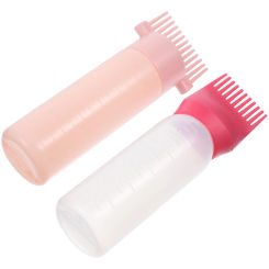 2pcs Root Comb Applicator Bottle Plastic Hair Dyeing Bottles Hairdressing Supplies