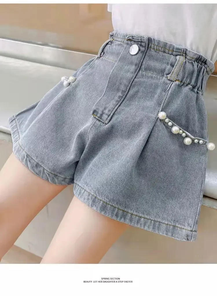 Description Picture 3 of itemChildren's Clothing, Girls' Shorts Summer 2025 New Style Children's Denim Shorts, Girls' Outerwear Pants Casual Versatile Hot