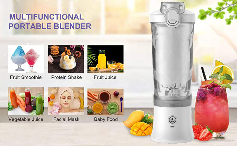Description Picture 2 of itemNew Portable Blender 600ML Electric Juicer Fruit Mixers 4000mAh USB Rechargeable Smoothie Mini Blender Personal Juicer colorf