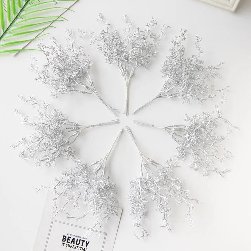 Description Picture 6 of item6Pcs Artificial Plant Golden Silvery Branch For Office desk bonsai Christmas Tree Wreaths Accessory Home Wedding Arch Decoration