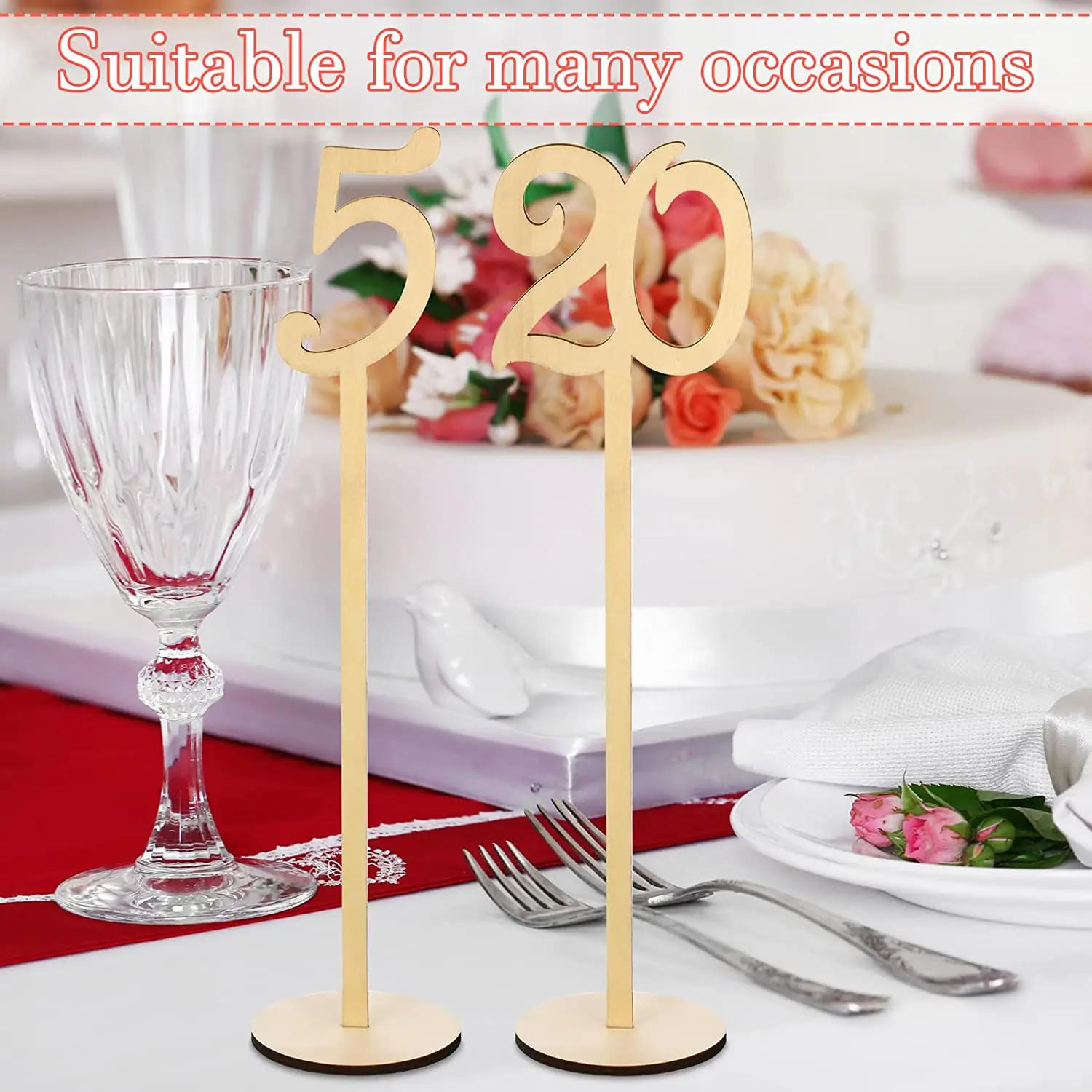 Description Picture 6 of item20Pc Wooden Table Numbers 1 To 20 Wood Wedding Table Number Signs with Holder Base Birthday Party Home Decoration Event Catering
