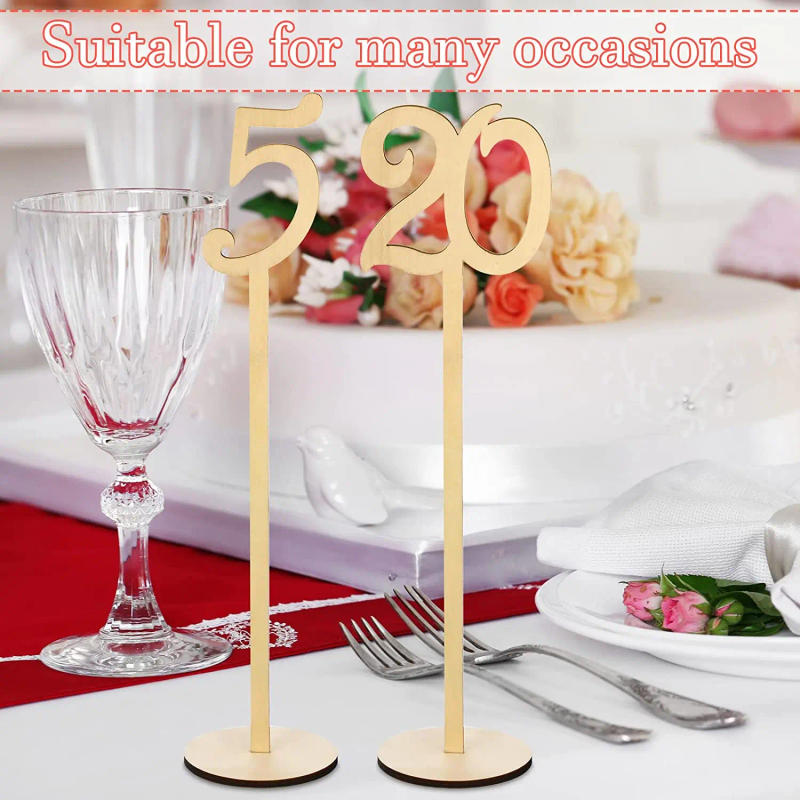 Description Picture 6 of item20Pc Wooden Table Numbers 1 To 20 Wood Wedding Table Number Signs with Holder Base Birthday Party Home Decoration Event Catering