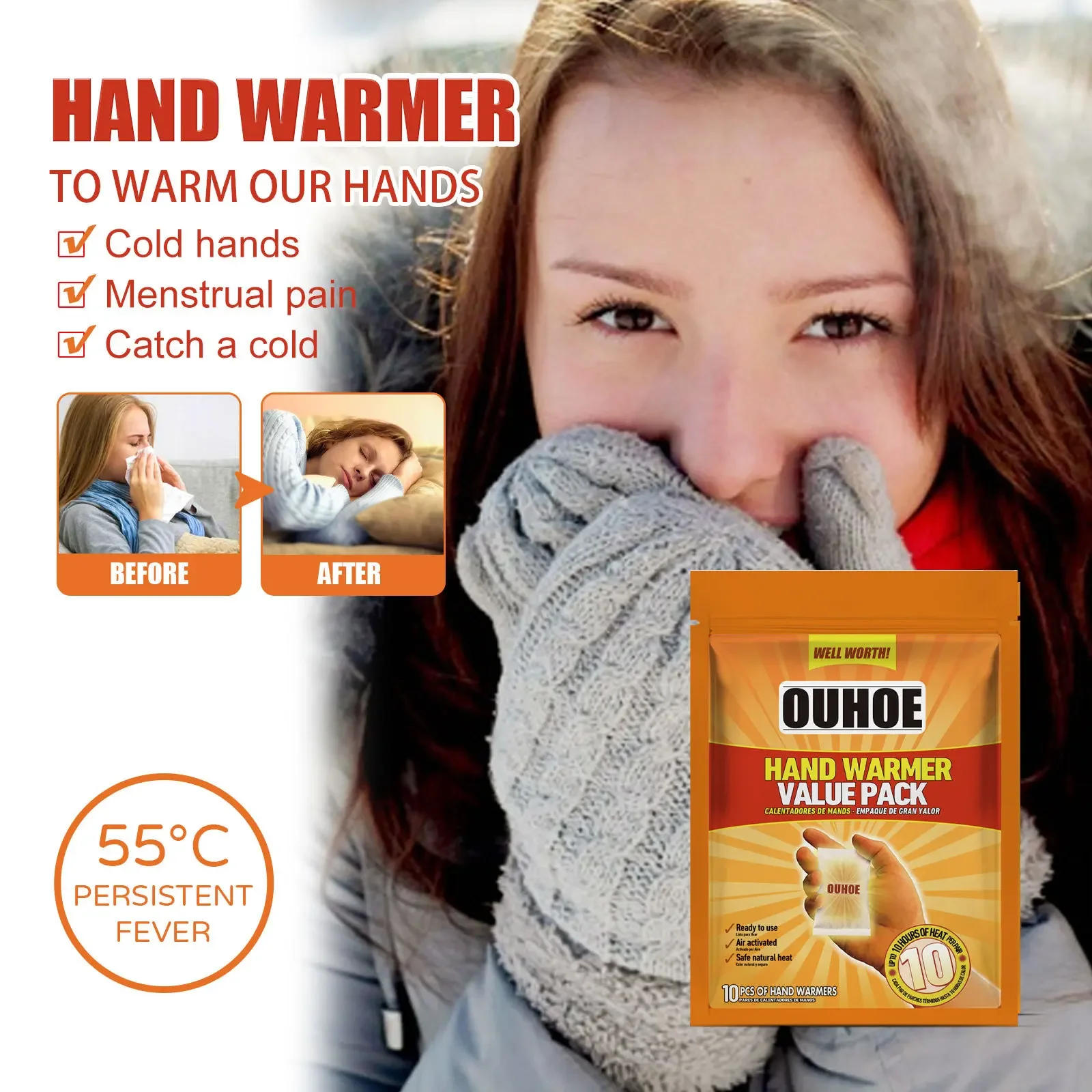 Description Picture 3 of item10-50 Pcs Self Heating Winter Warm Paste Disposable Hand Foot Warmers Heat Packs Warmer Waist Abdomen Body Warmer Heating Pad
