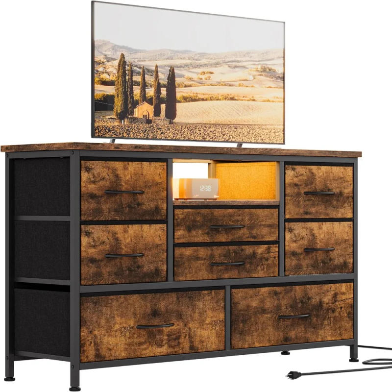 Description Picture 6 of item8 Dresser TV Stand with Power Outlet & LED for 55'' TV, Long Dresser for Bedroom with 8 Deep Drawers, Wide Console Table