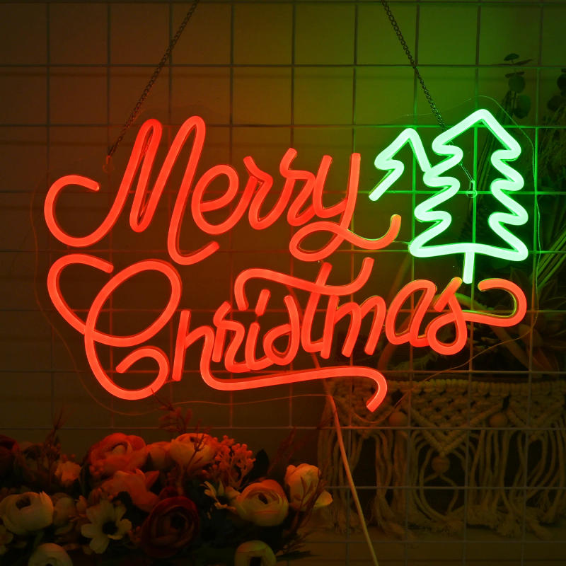 Description Picture 3 of itemMerry Christmas Neon Signs Led Lights Xmas Tree Art Letter Room Decoraiton For Navidad Party Home Bedroom Bar Club Dimmable Lamp